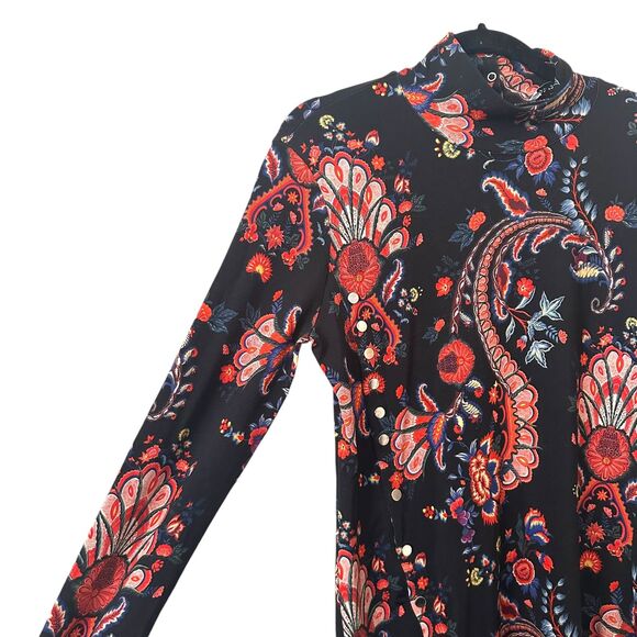 PACO RABANNE Asymmetrical Paisley Mockneck Mini Dress Sz42 (US Large) - Picture 4 of 7